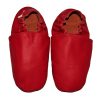 Chaussons bébé enfant adulte en cuir souple rouge