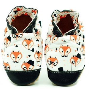 Renard moustache - Chaussons en tissu-cuir