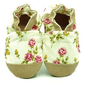 Fleuries - Chaussons en tissu-cuir